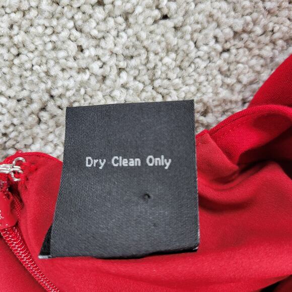 J Peterman Bodycon Dress Womens 2 Red Black Colorblock Cocktail Party - Picture 4 of 12